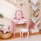 Girls Dressing Table and Stool Set with Rotating Mirror Storage Drawer White Pink